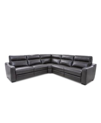 Gabrine 5-Pc. Leather Sectional with 3 Power Headrests