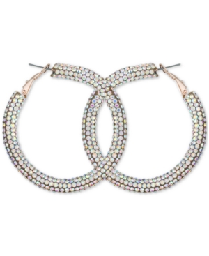 Guess Silver-tone And Aqua Sparkle Hoop Earring In Crystal