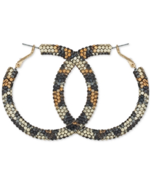 Guess Silver-tone And Aqua Sparkle Hoop Earring In Black Multi
