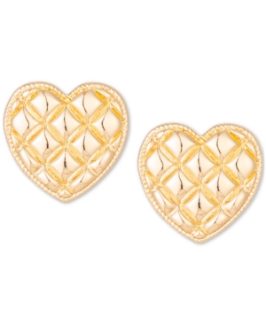 image of Charter Club Gold-Tone Textured Heart Stud Earrings, Created for Macy-s