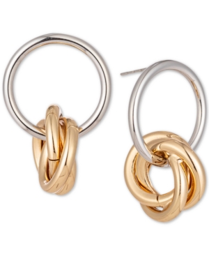 image of Charter Club Two-Tone Twisted Ring Double Drop Earrings, Created for Macy-s