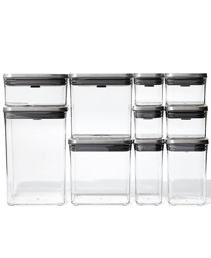 OXO Steel Pop 12-Pc. Food Storage Container Set with Scoop & Labels - Macy's