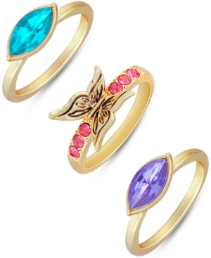 image of Guess Gold-Tone 3-Pc. Stone & Butterfly Stack Rings