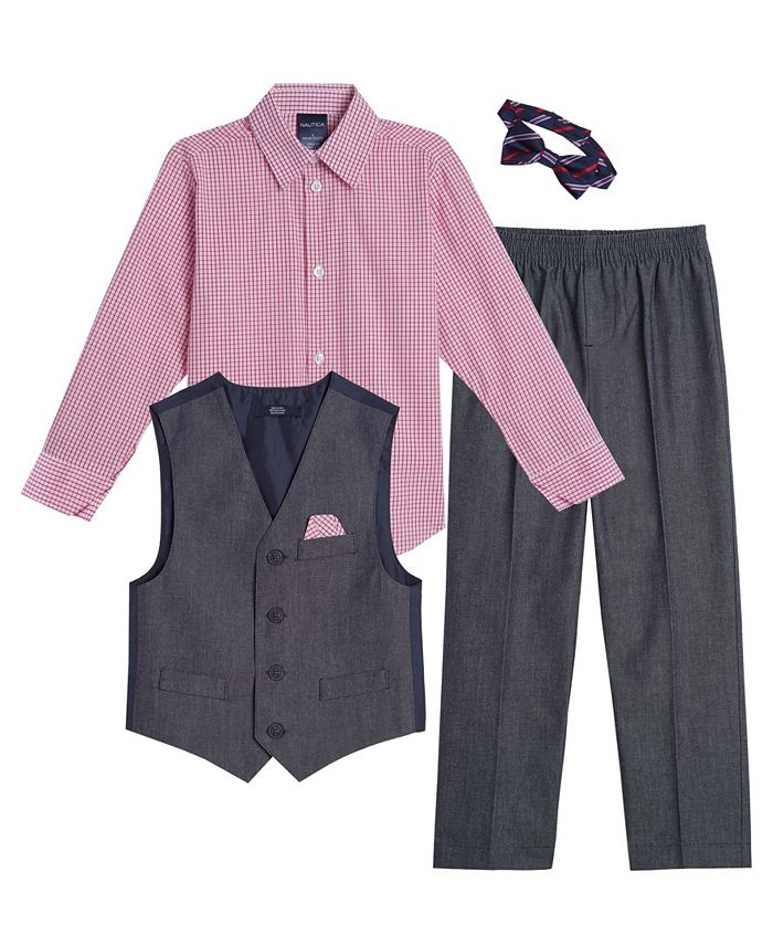 Nautica Little Boys Iridescent Twill 4 Piece Vest Set Macy's