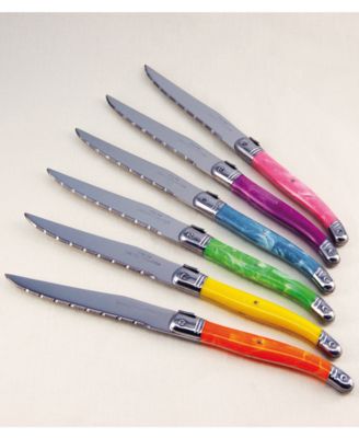 Laguiole Evolution Tradition Assorted Color Steak Knives, Set of 6
