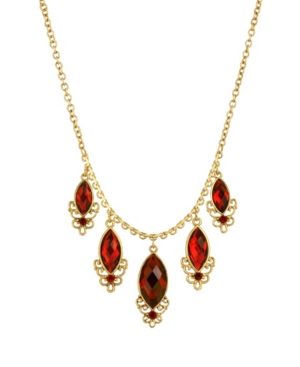 image of 2028 Women-s 14K Gold Dipped Red 5 Drop Necklace