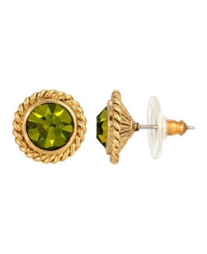 image of 2028 Women-s 14K Gold Dipped Light Green Small Round Stud Earrings
