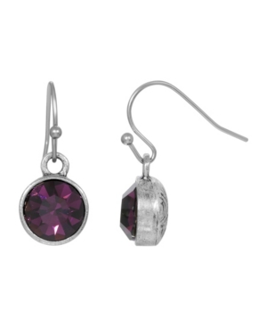 image of 2028 Women-s Silver Tone Purple Channel Wire Drop Earring