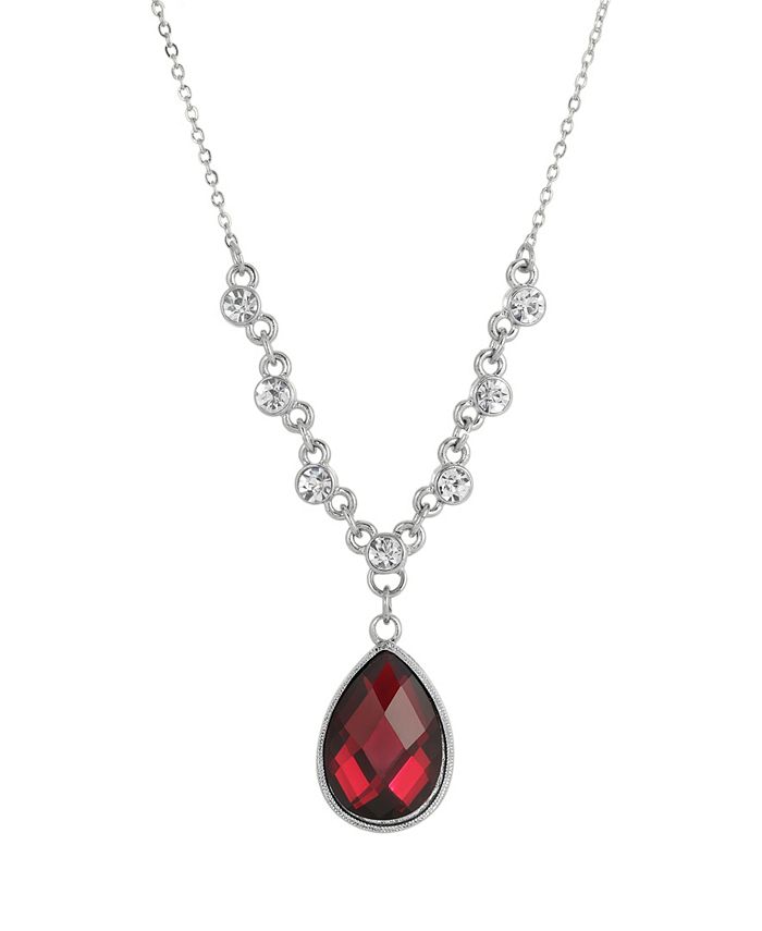 Red teardrop online necklace