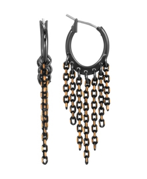 image of 2028 Women-s Black Tone and Gold Tone Tapered Chain Shower Drop Earrings