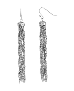 image of 2028 Women-s Silver Tone Chain Tassel Earrings