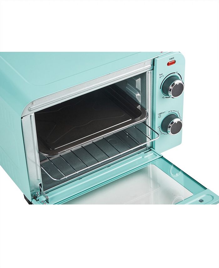Elite Gourmet 4Slice Diner Retro Countertop Toaster Oven, Bake, Broil, Toast, 9" Pizza
