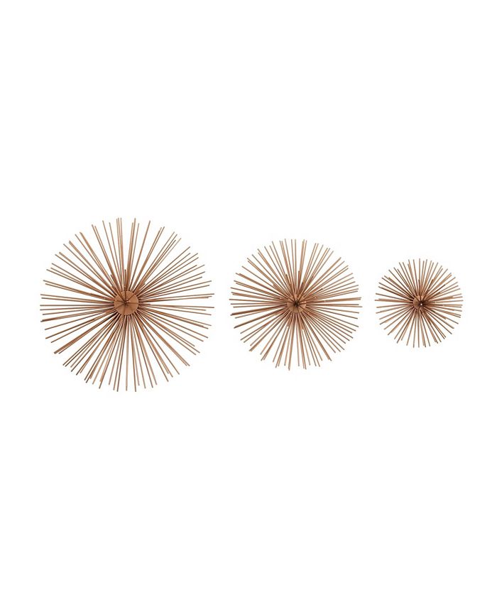 Cosmoliving Contemporary Style 3d Round Metal Starburst Wall Decor Sculptures Set Of 3 Reviews All Wall Decor Home Decor Macy S