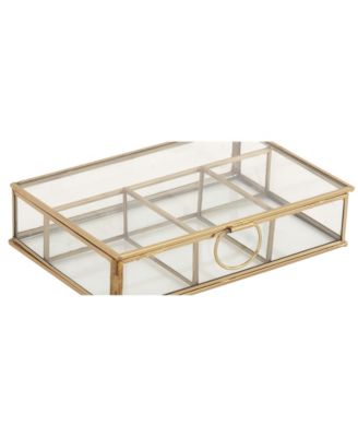 by Cosmopolitan Gold Glass Modern Jewelry Box , 2" x 9" x 6"
