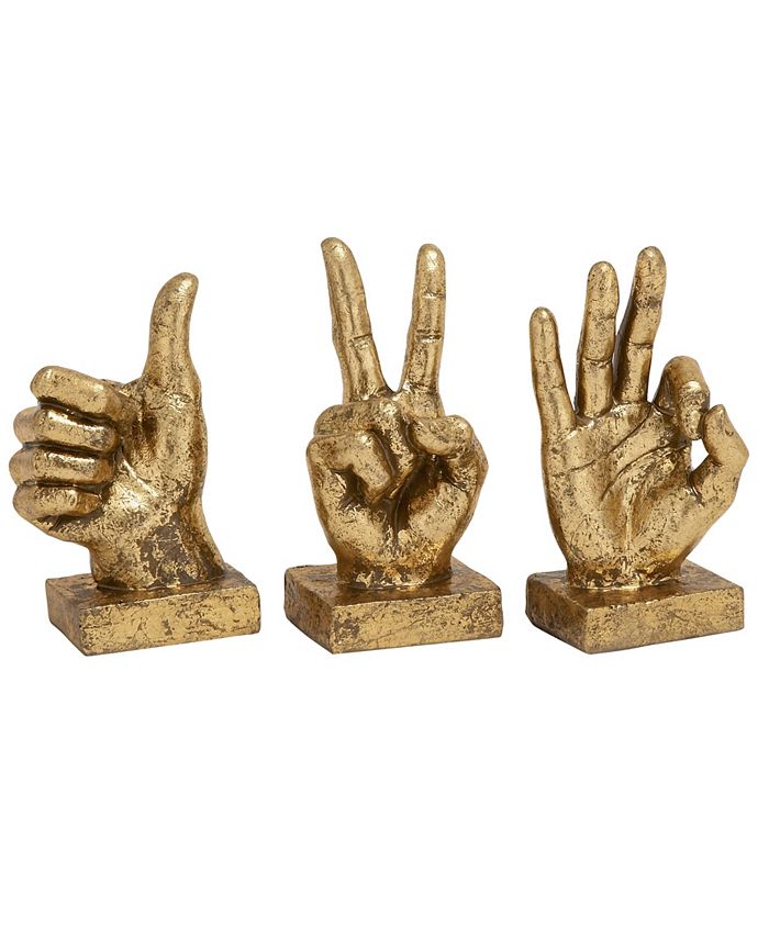 CosmoLiving Large, Metallic Hand Sculpture Table Decor Statues with ...