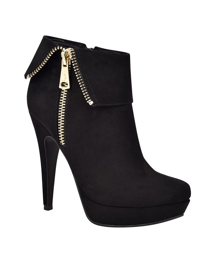 gbg los angeles women's harlin round toe stacked heel boot
