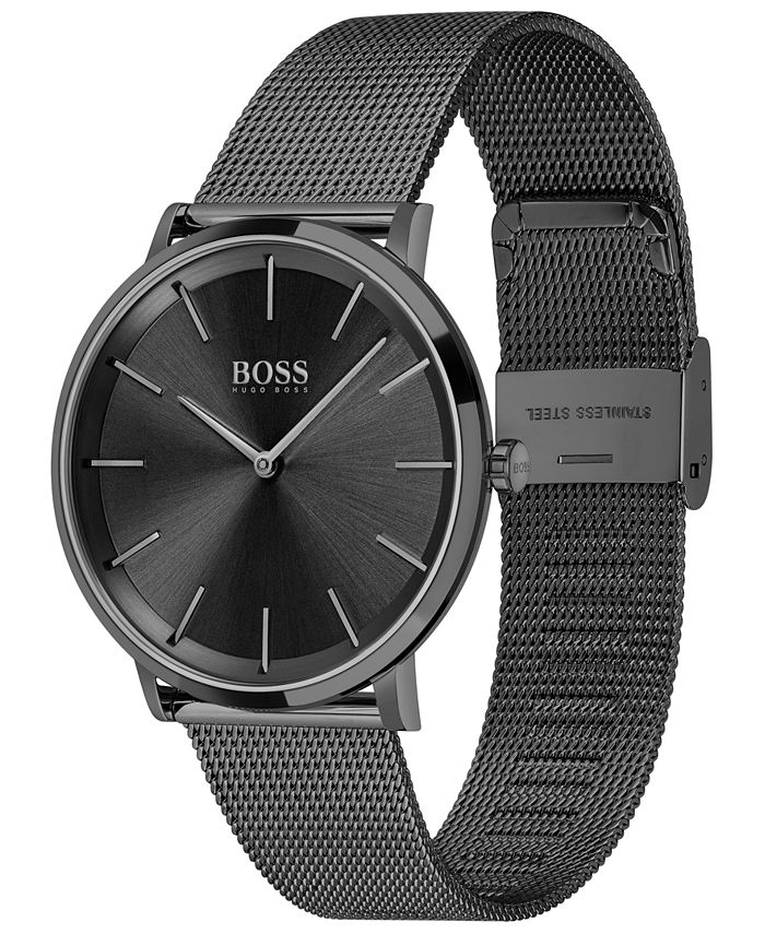 Hugo Boss Men's Skyliner Black Stainless Steel Mesh Bracelet Watch 40mm ...