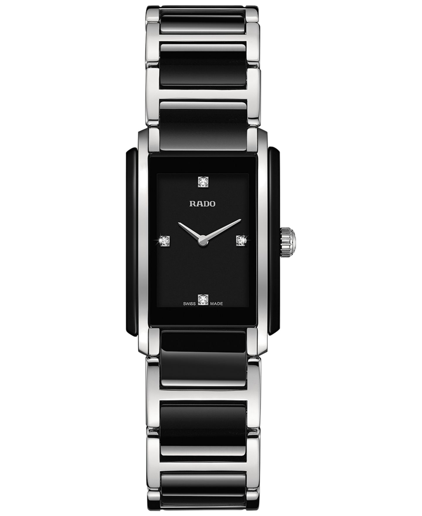 Женские часы Rado Swiss Integral Diamond Accent Black Ceramic & Stainless Steel Bracelet Watch 22x33mm — фото 1
