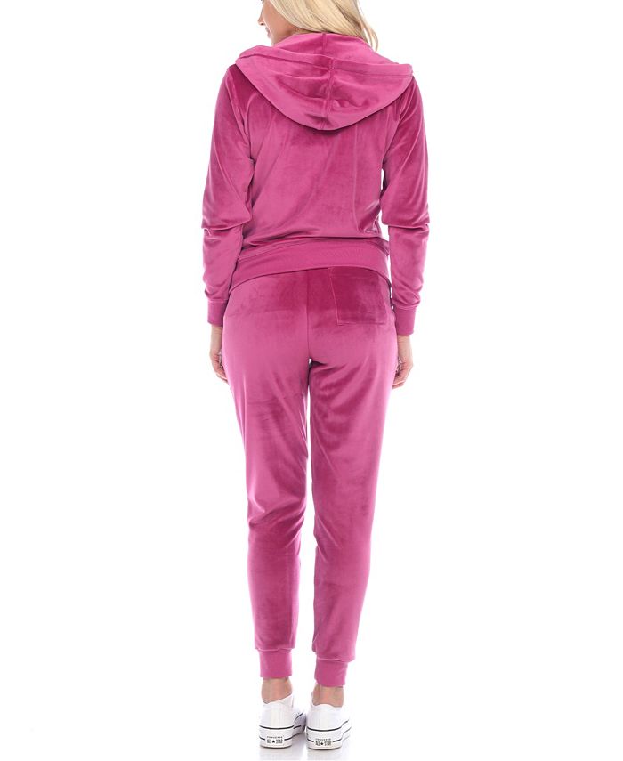 white mark women's velour tracksuit loungewear 2pc set