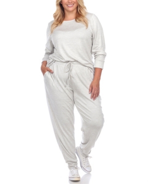 Shop White Mark Plus Size Lounge Set, 2-piece In Gray