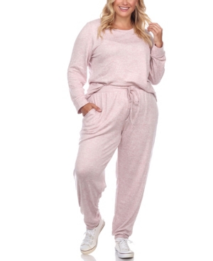 Shop White Mark Plus Size Lounge Set, 2-piece In Medium Pink