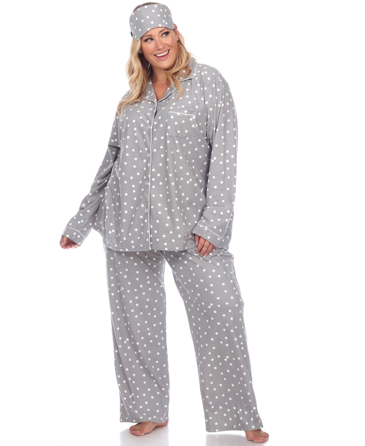 Women's Plus Size Pajama Set, 3 Piece - Navy