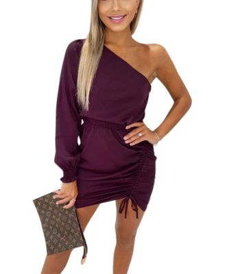 one shoulder side tie dress