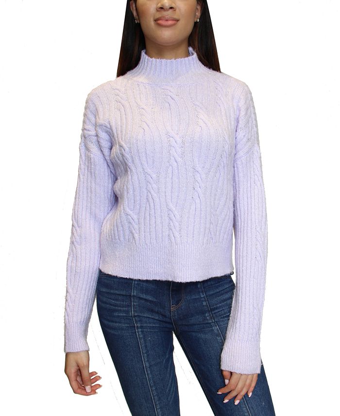 Crave Fame Juniors Cable-Knit Mock Neck Sweater & Reviews - Sweaters ...