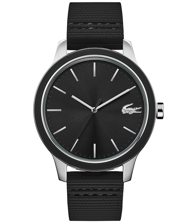 Men's lacoste 12.12 watch on sale with black silicone strap