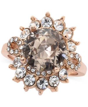 image of Charter Club Rose Gold-Tone Crystal Halo Statement Ring, Created for Macy-s