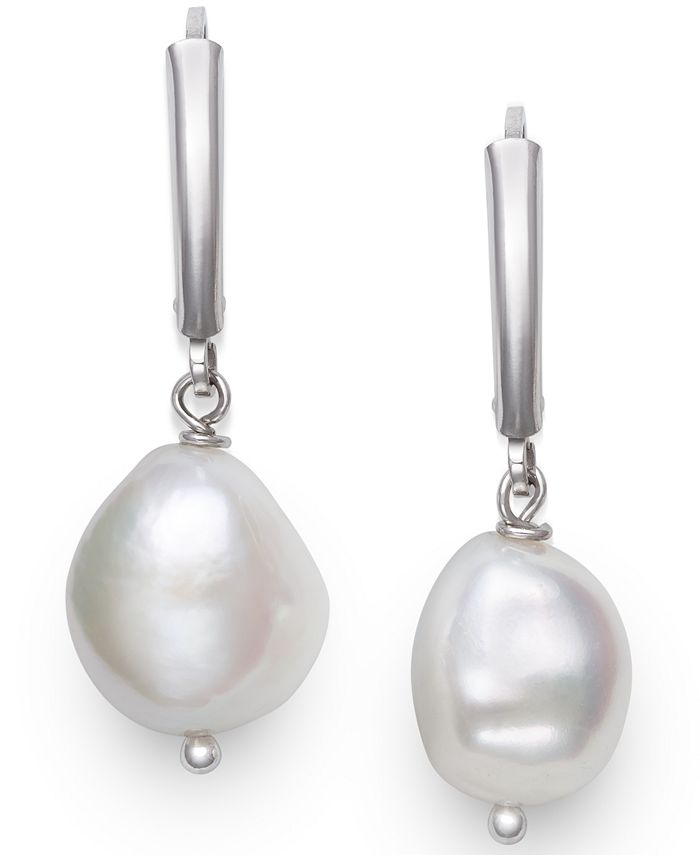 Giani Bernini Cultured Freshwater Pearl (9-1/2-10-1/2mm) Drop Earrings ...