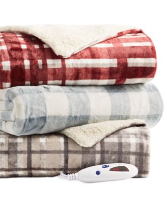 Biddeford - Plaid Heated Velour/Fleece Throw