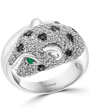 image of Effy Diamond (1-1/3 ct. t.w.) Panther Head Statement Ring in 14k White Gold
