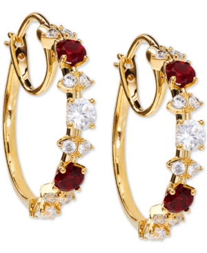 image of Eliot Danori 18K Gold-Plated Small Cubic Zirconia Hoop Earrings, 1