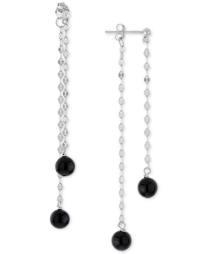 image of Giani Bernini Onyx Front & Back Drop Earrings in Sterling Silver, Created for Macy-s