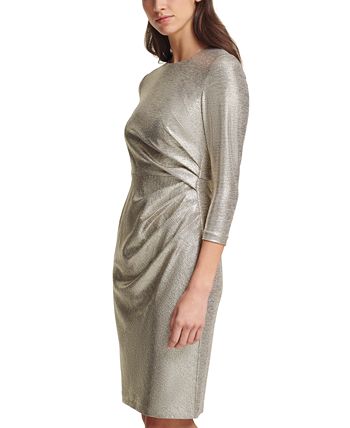 Vince Camuto Women's Metallic Asymmetrical Bodycon Dress Gold Size 6