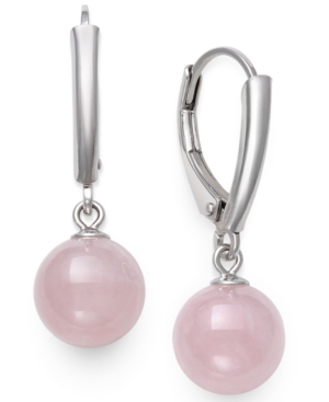 image of Giani Bernini Rose Quartz Drop Earrings in Sterling Silver, Created for Macy-s