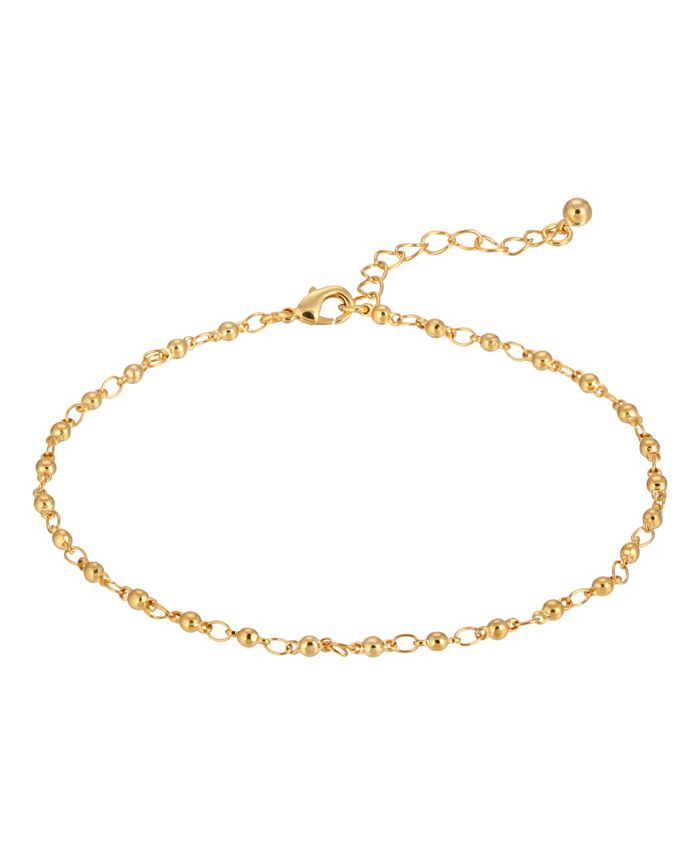2028 Women's Gold-Tone Beaded Chain Anklet - Macy's
