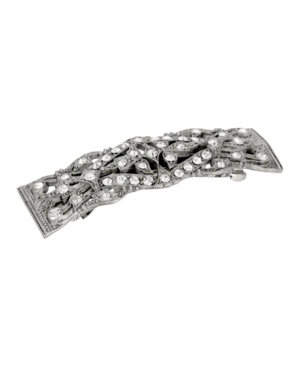 image of Women-s Silver-Tone Crystal Bar Barrette