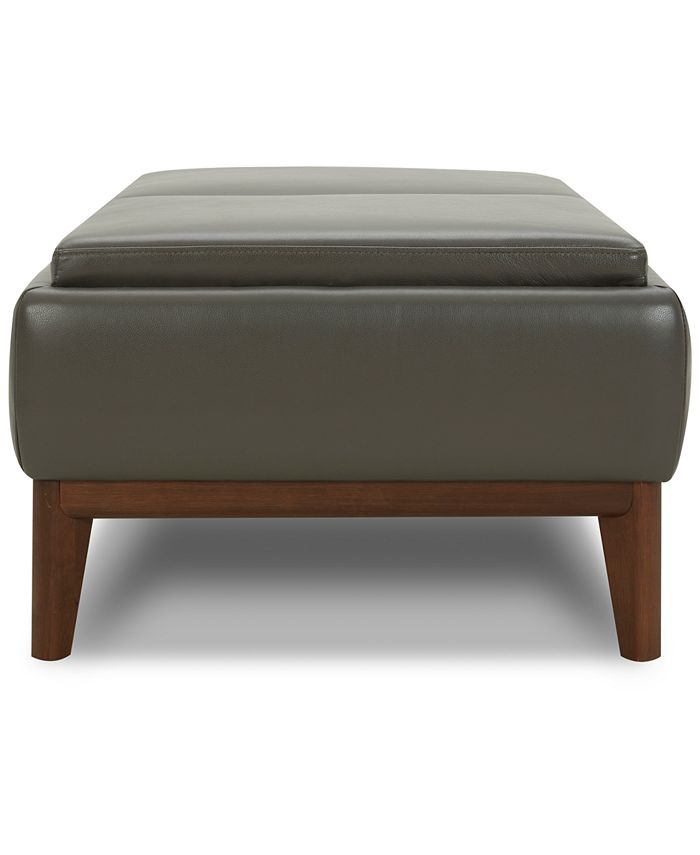 Furniture Jollene Leather Ottoman with Wood Trays, Created for Macy's