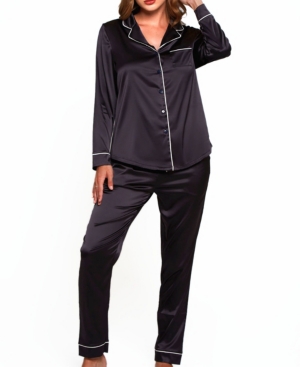 Women's Plus Size Notch Collar Pajama Pant Set