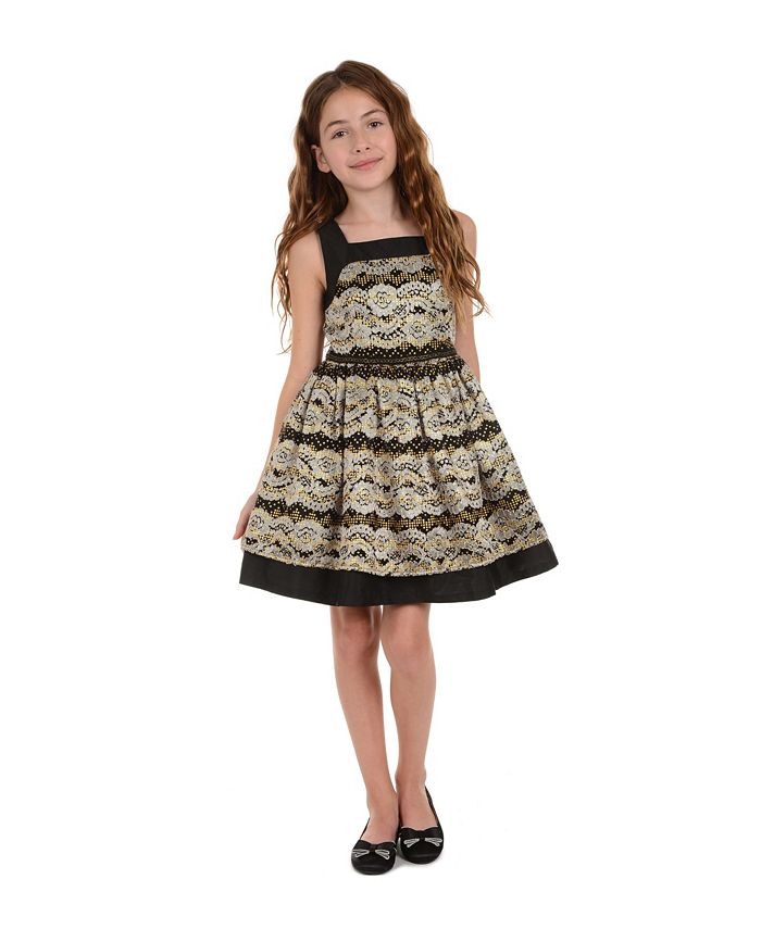 Belle by Badgley Mischka Big Girls Gold-Tone Fabric Dress - Macy's