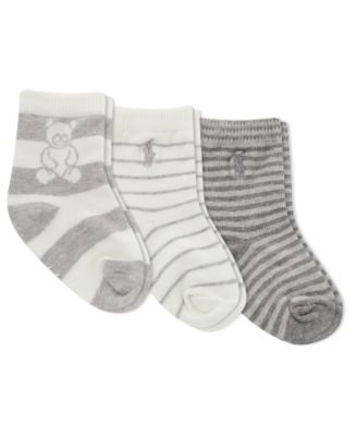 Ralph Lauren Layette Boys Rugby Bear Crew Socks 3-Pair - Macy's