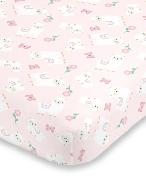 Nojo Infant Girl's Sweet Llama And Butterflies Super Soft Fitted Crib Sheet In Pink