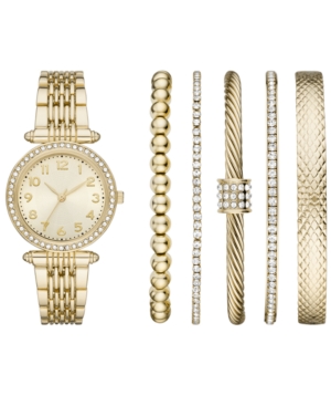 image of Folio Women-s Gold-Tone Stainless Steel Bracelet Watch 30mm Gift Set