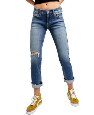 free people cuffed slim boyfriend jeans