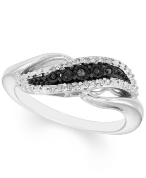 image of Black & White Diamond Swirl Ring (1/10 ct. t.w.) in Sterling Silver