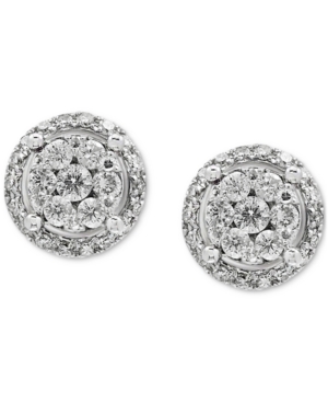 image of Effy Diamond Cluster Stud Earrings (1/2 ct. t.w.) in 14k White Gold