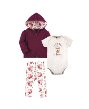 Baby Boys and Girls 3 Piece Cotton Hoodie Bodysuit and Pant Set