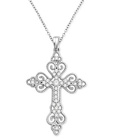 Diamond Filigree Cross 18" Pendant Necklace (1/3 ct. t.w.) in 14k White Gold